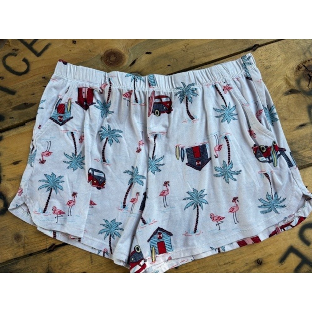 Secret Treasures Lounge Shorts Palm Tree Flamingo Beach Vacation Medium